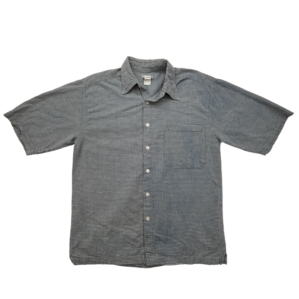 Orvis Shirt Mens Medium Blue Checkered Button Front Short Sleeve Casual